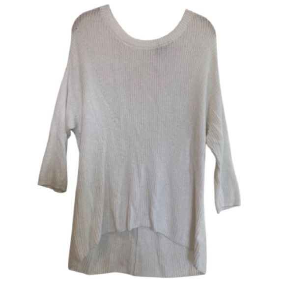 EXPRESS Sweater Oversized Cotton White Cut Out Back Hi Low Hem Scoop Neck VGUC - Picture 3 of 14